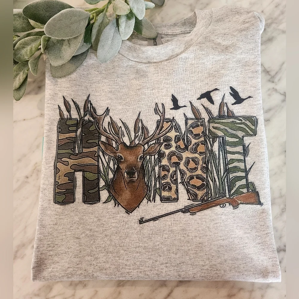 Hunt shirt deer hunting cute animal print duck hunter Outdoors camo short sleeve